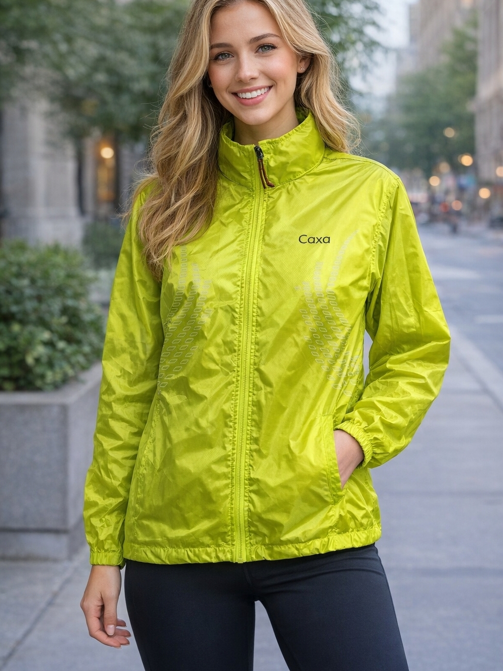Women's Lime Green Lightweight Windbreaker Jacket Small Size
